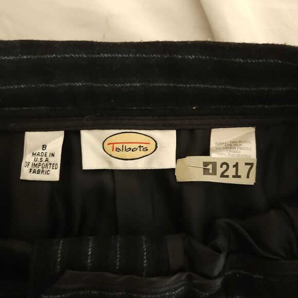 Talbots Womens 8 29x28 Black Striped Wool Silk Blend Career Work Dress Pants USA - Picture 3 of 6